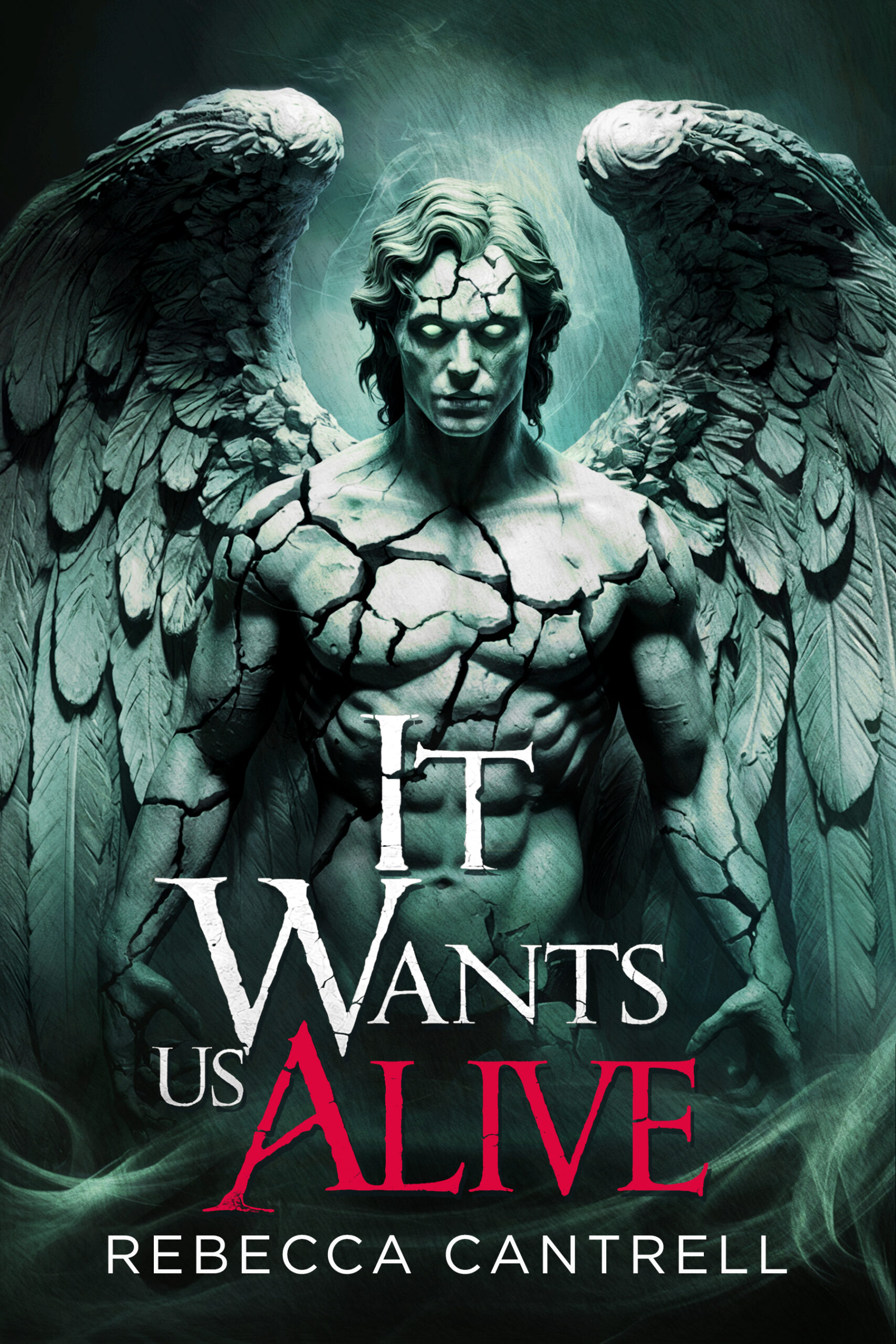 Cover of It Wants Us Alive with a menacing angel